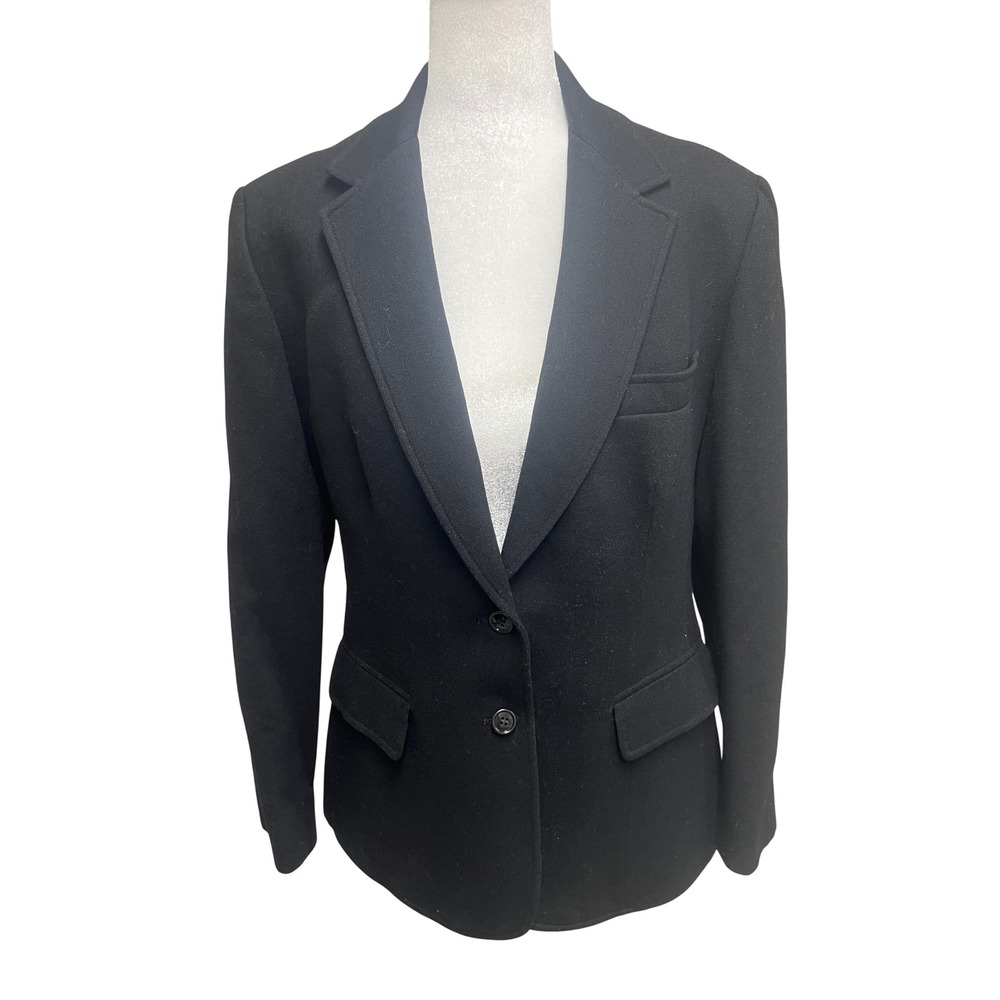Evan-Picone Blazer Womens Black Wool 2 Button Tailored Sz 8 Vintage Career Chic